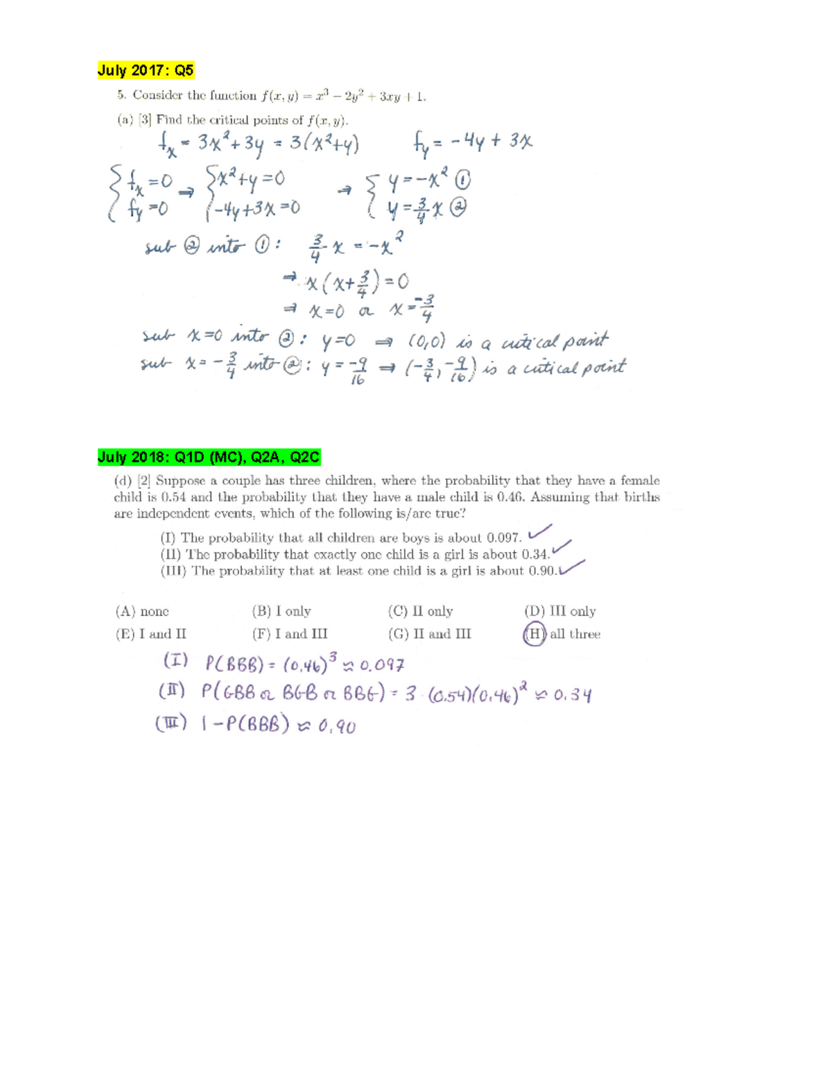 Math 1LT3 TEST 2 - Unique questions and solutions - Math 1Lt3 - July ...