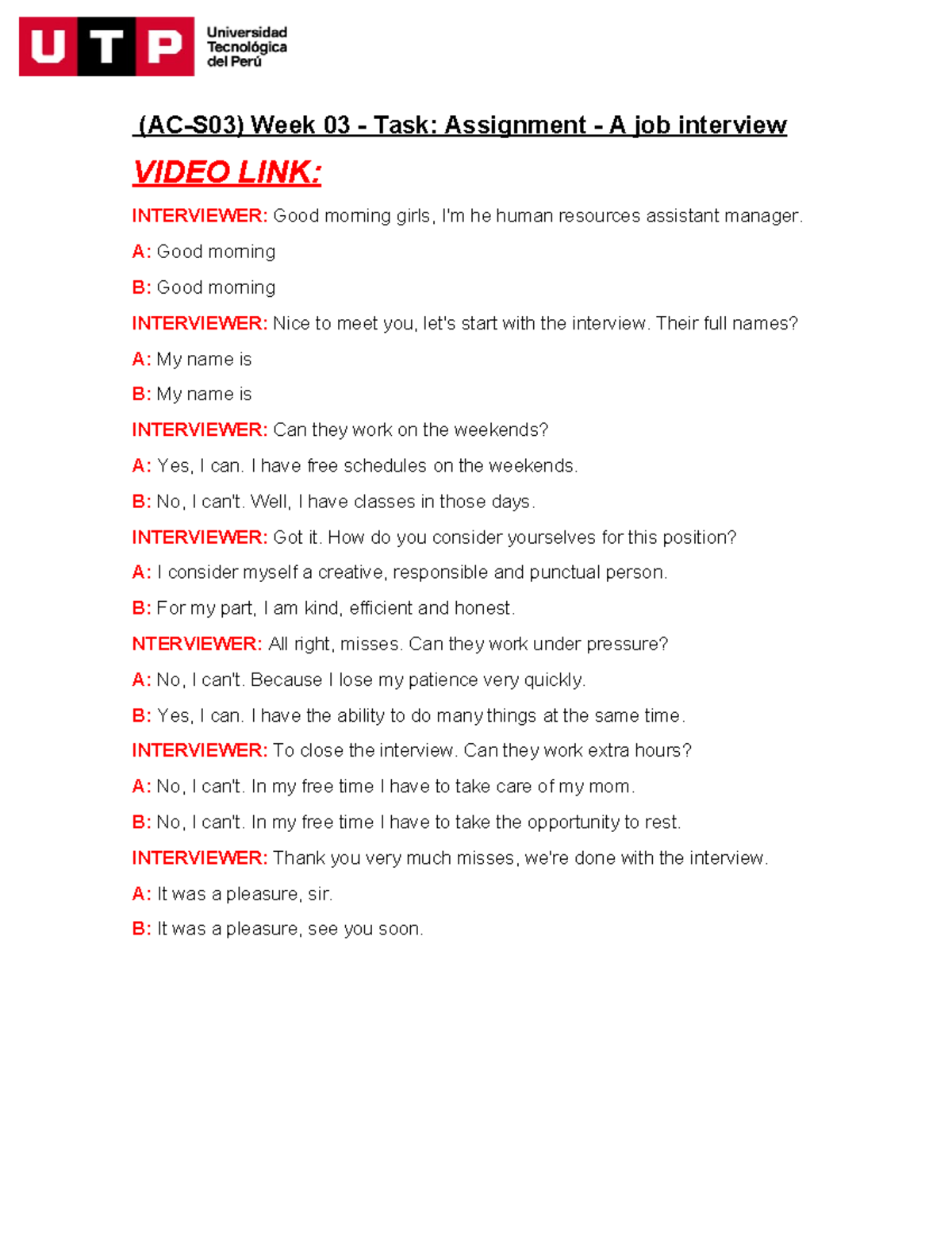 Ingles-SMNA3 - (AC-S03) Week 03 - Task: Assignment - A job interview ...