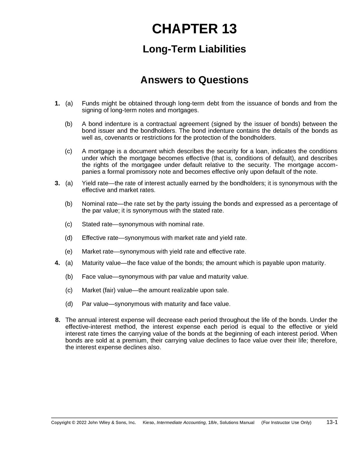 Acct 301B Chapter 13 HW Solutions - CHAPTER 13 Long-Term Liabilities ...