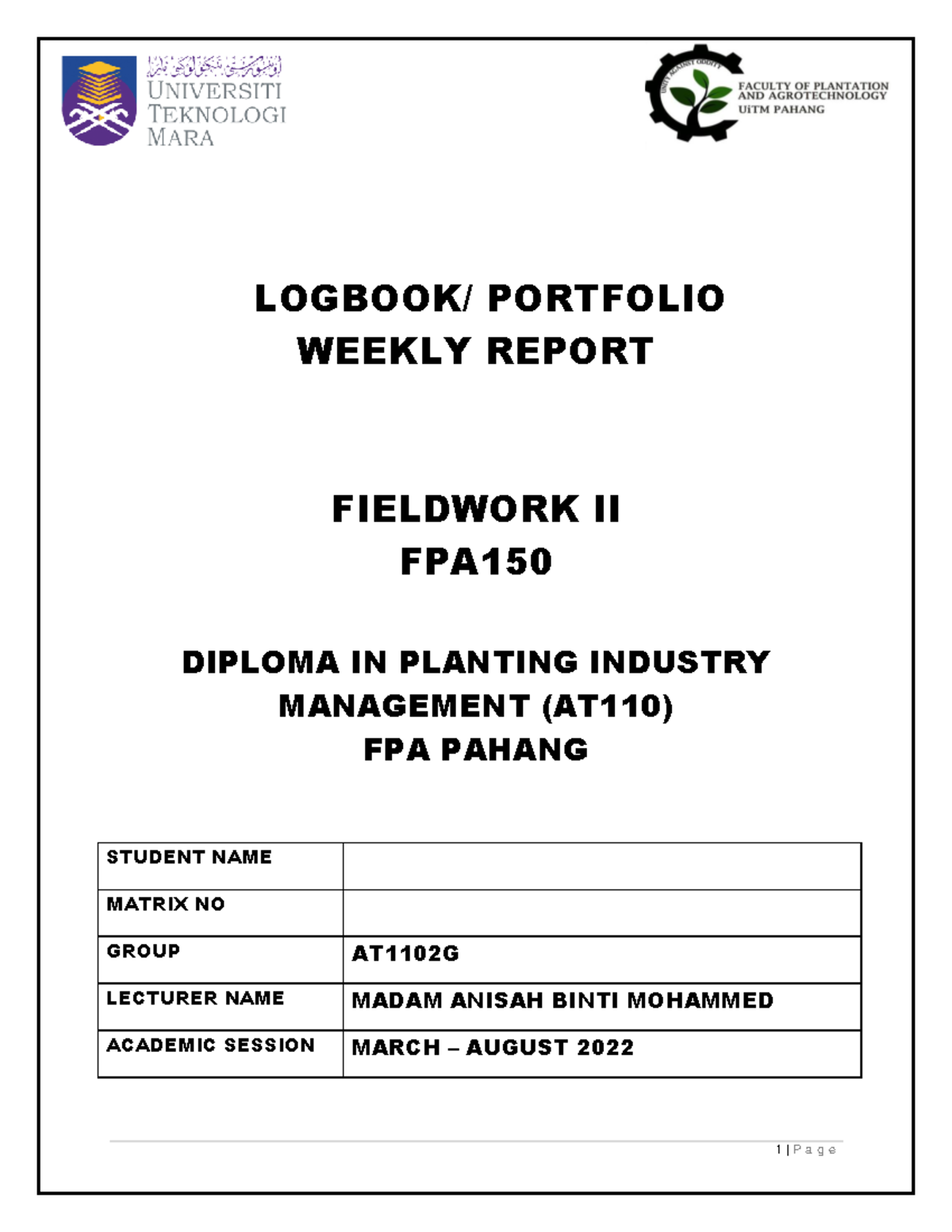1. Guideline FOR Logbook MAC 2022 - LOGBOOK/ PORTFOLIO WEEKLY REPORT ...