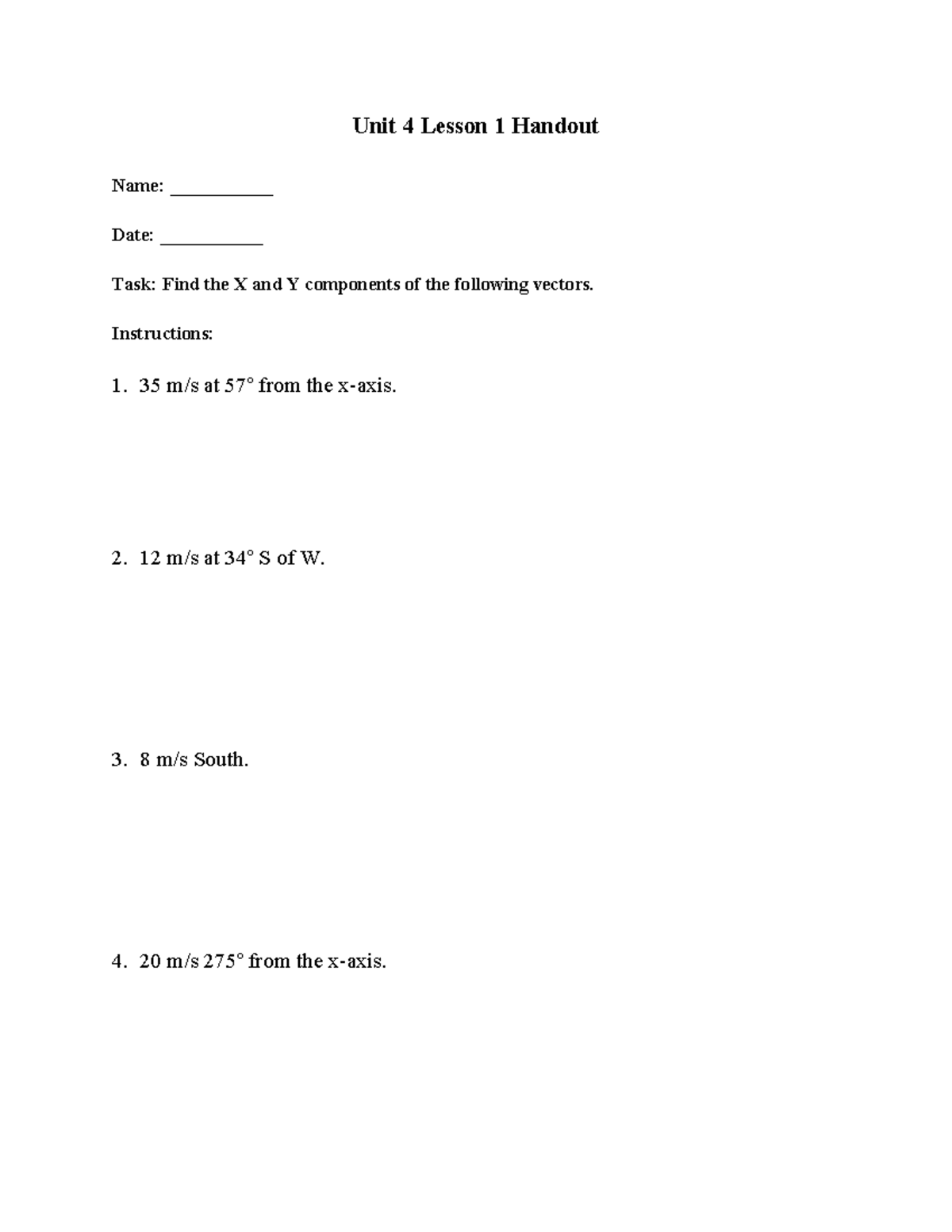 Unit 4 Lesson 1 Worksheet - Unit 4 Lesson 1 Handout Name ...