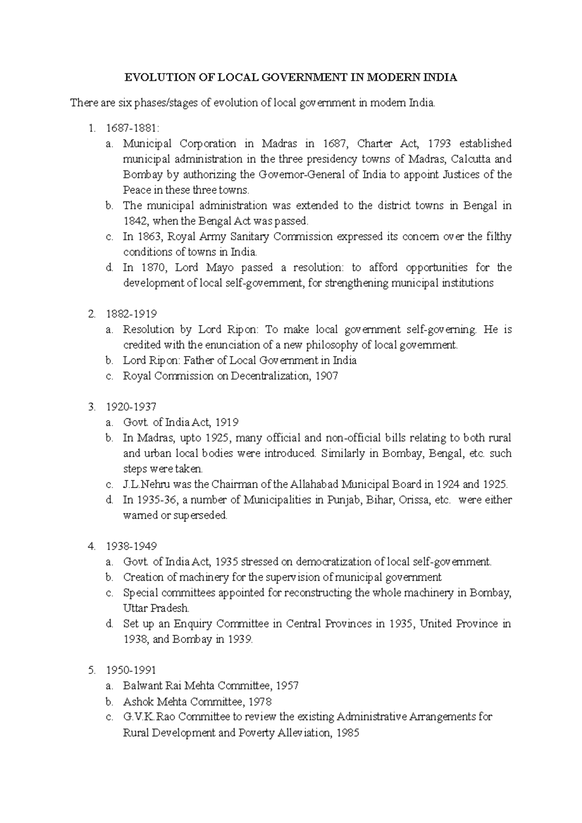Introduction - Evolution of local government in modern India ...