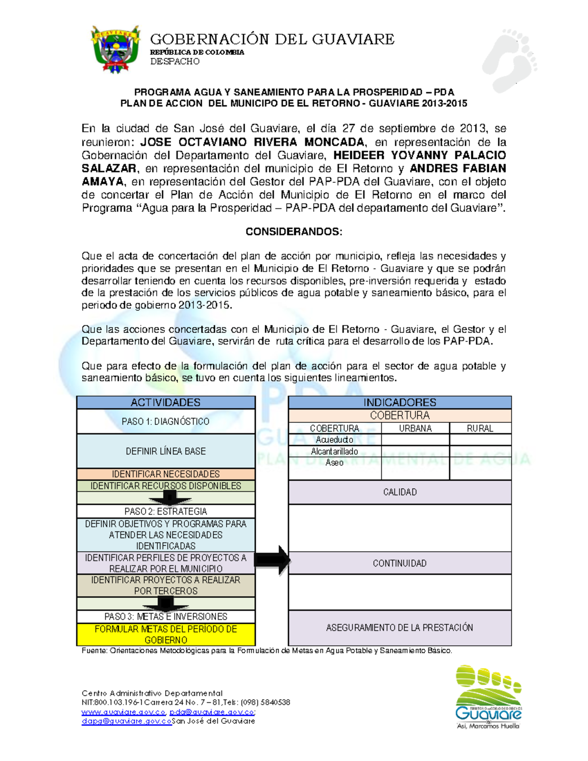 PLAN DE Accion Municipio DE EL Retorno - REP⁄BLICA DE COLOMBIA DESPACHO ...