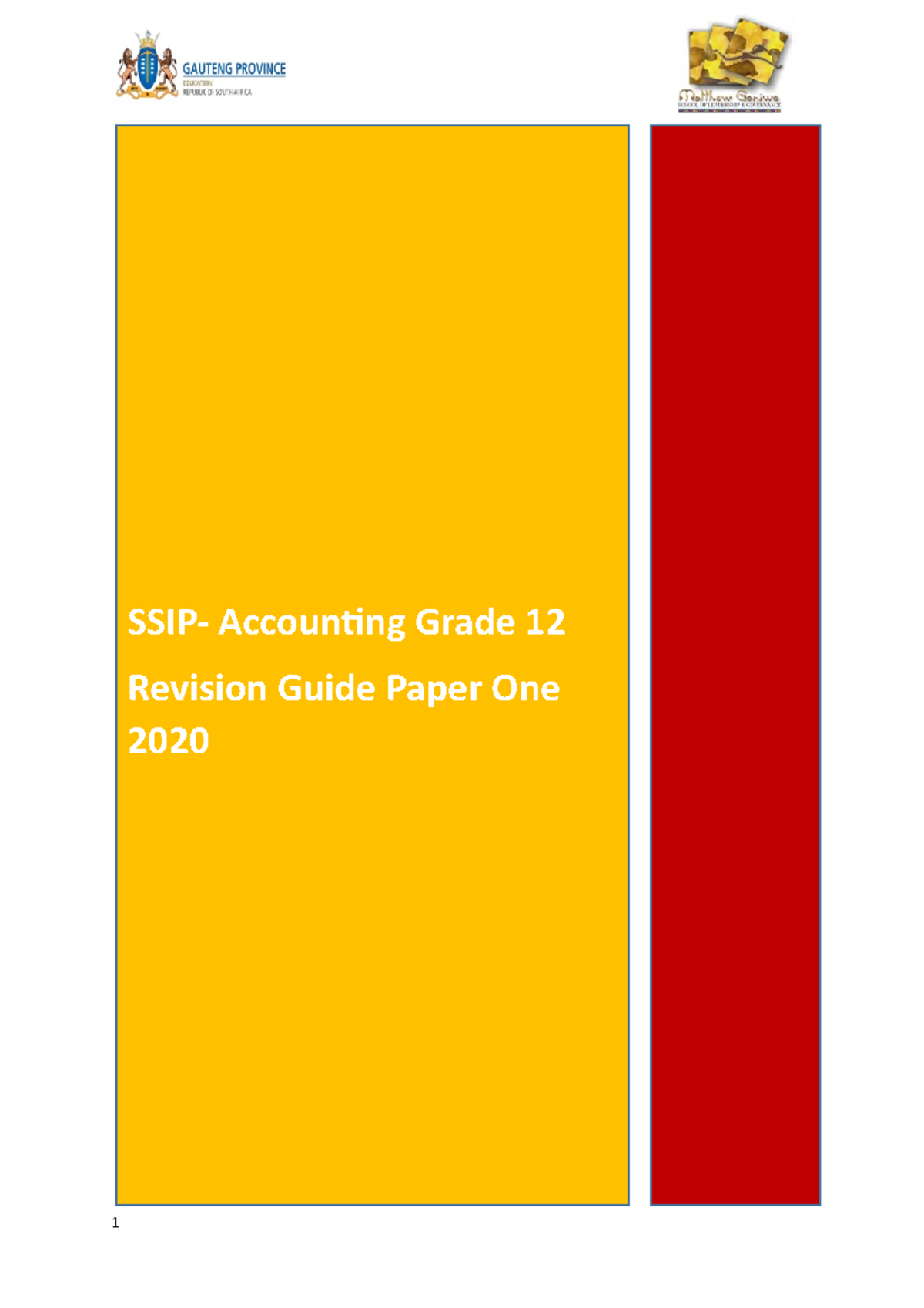 Accounting Revision Guide P12020 SSIP Accounting Grade 12 Revision