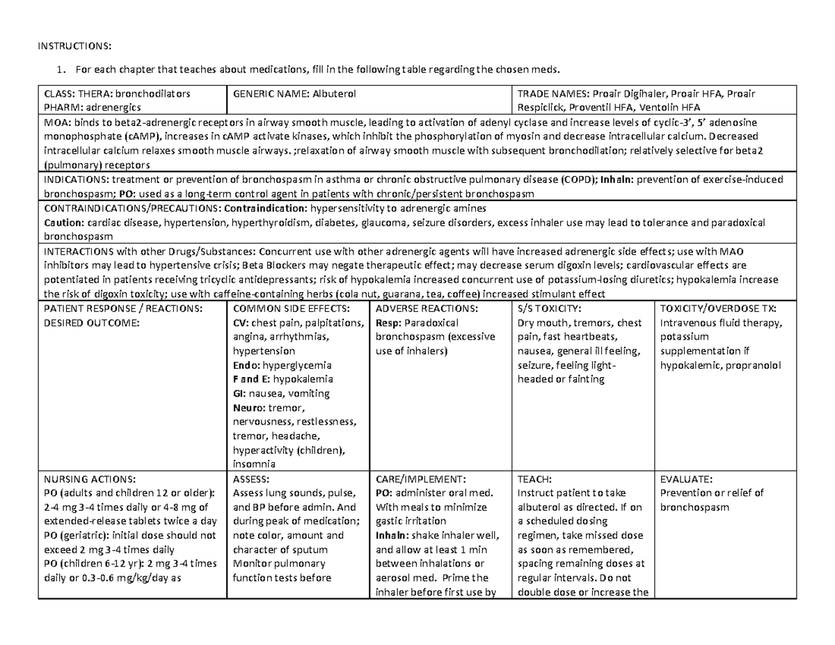 Albuterol - INSTRUCTIONS: For each chapter that teaches about ...