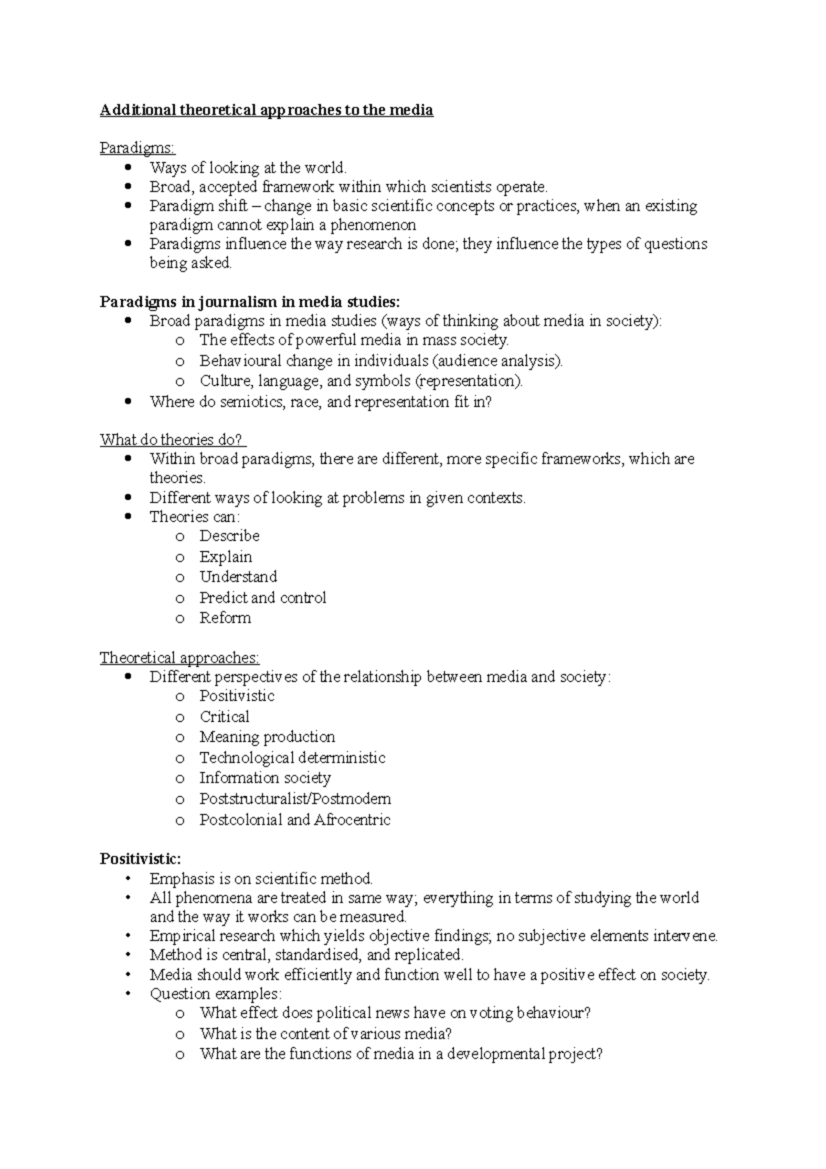 Theoretical Approaches - Broad, accepted framework within which ...