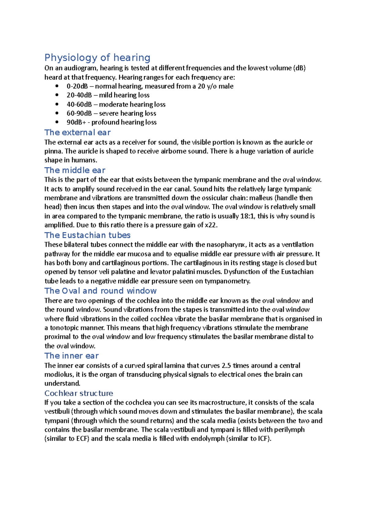 Physiology of hearing and balance - Physiology of hearing On an ...