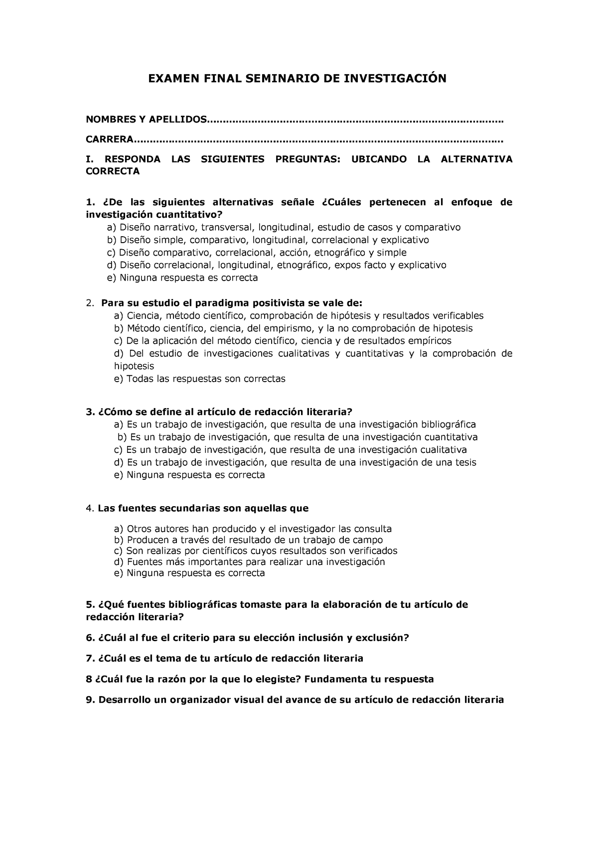 Examen Final Seminario - EXAMEN FINAL SEMINARIO DE INVESTIGACIÓN ...