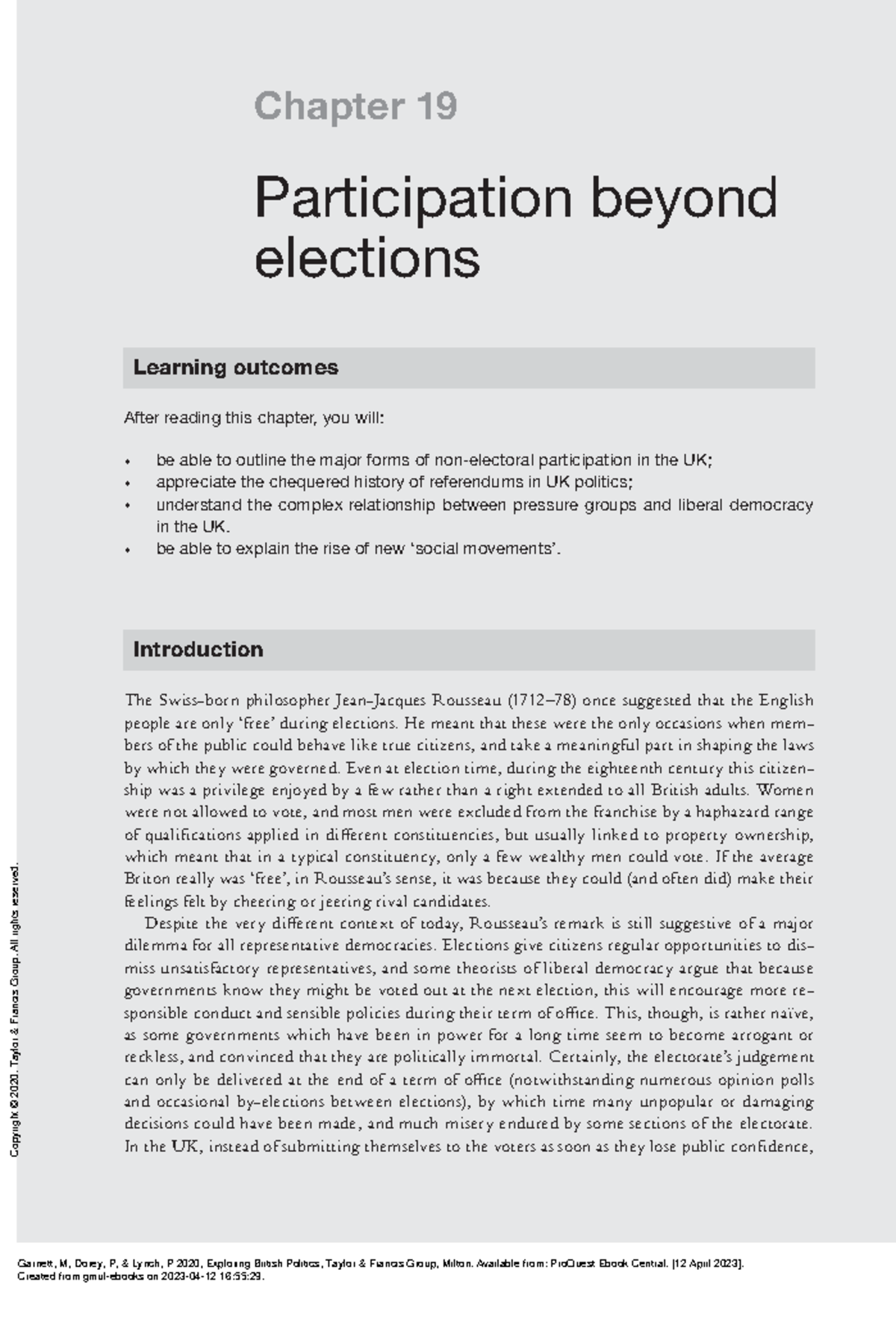 Exploring British Politics - (Part 5 Participation) - Chapter 19 ...