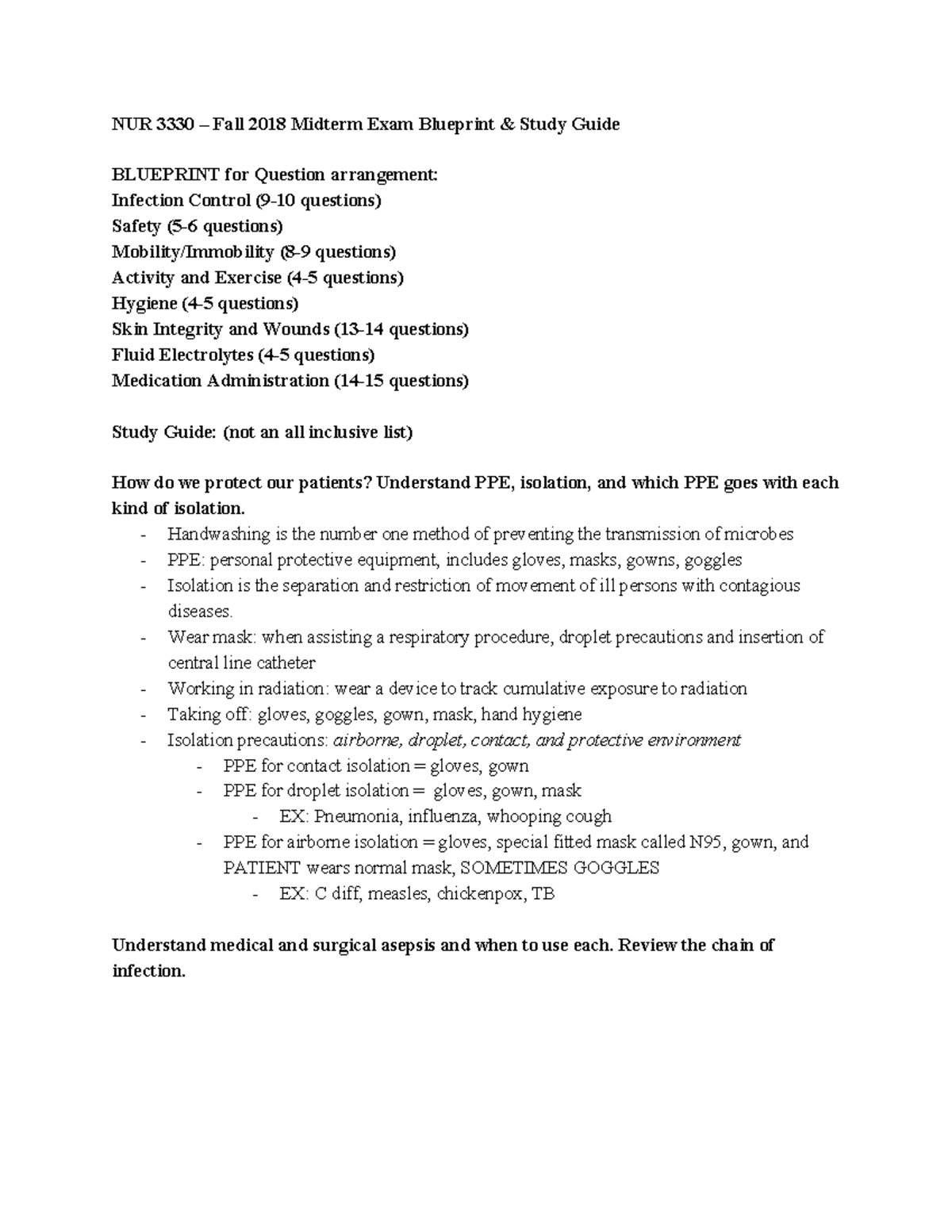 PNP Study Guide - Lecture notes Midterm - NUR 3330 – Fall 2018 Midterm ...