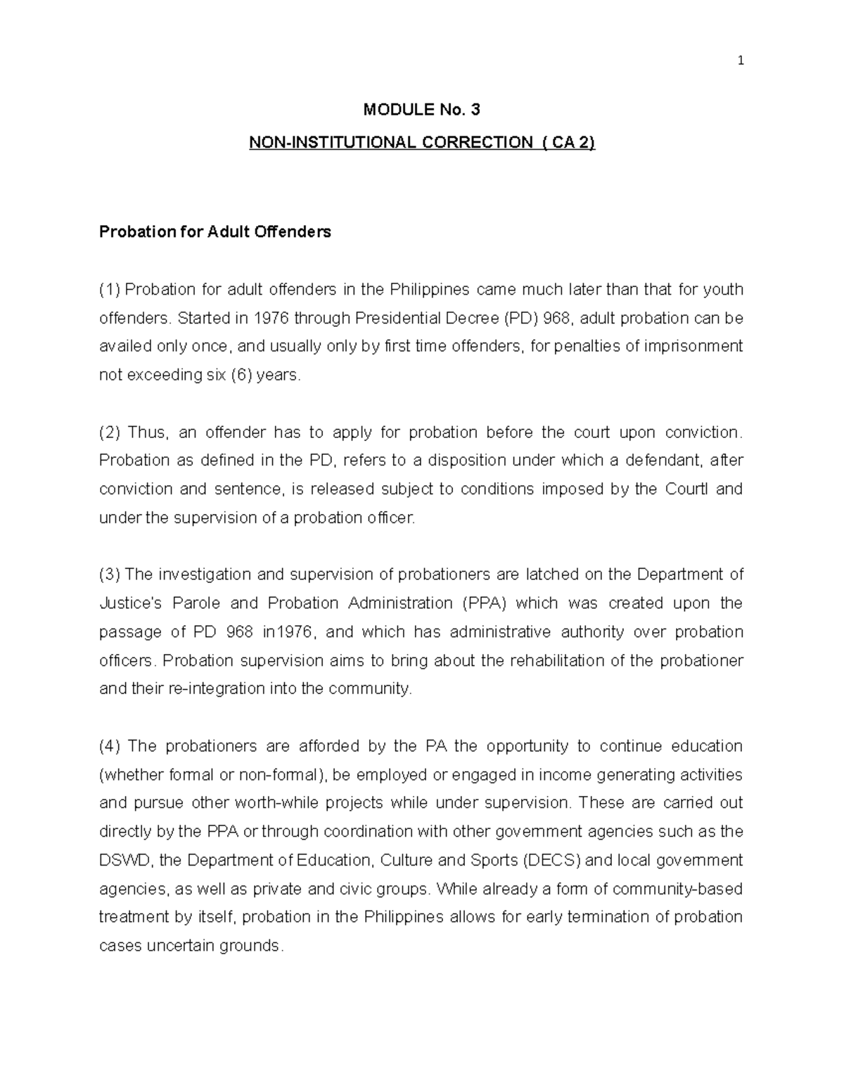 CA2 - Notes - MODULE No. 3 NON-INSTITUTIONAL CORRECTION ( CA 2 ...