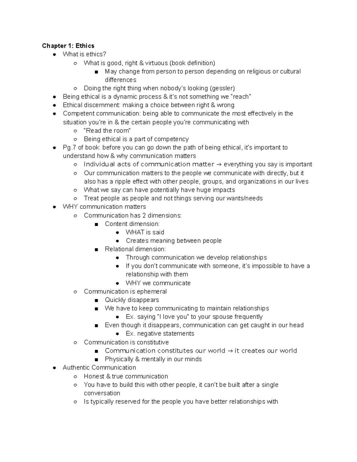 Ch. 1 what is ethics - chapter 1 lecture notes - Chapter 1: Ethics What ...