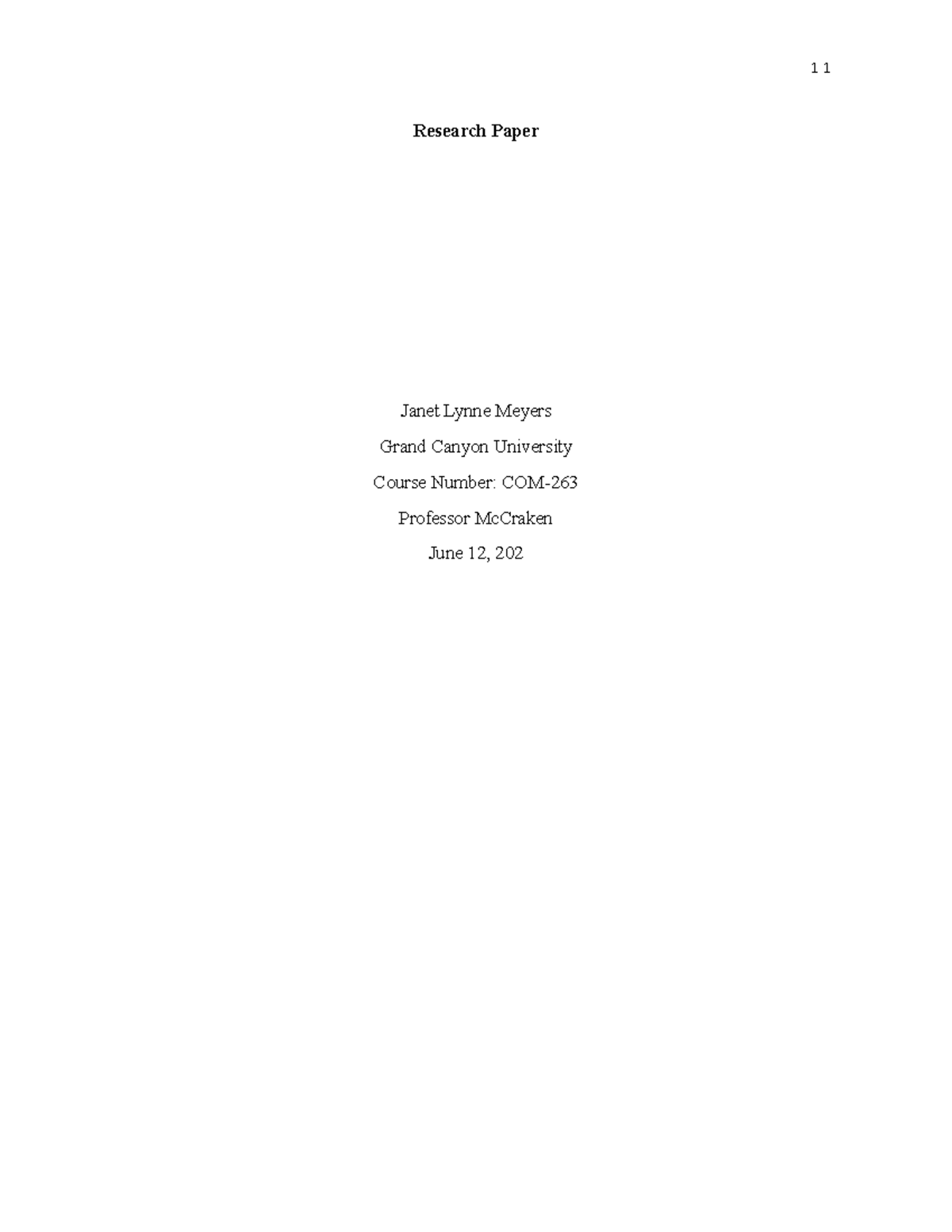 Research Paper - S snhs - Research Paper Janet Lynne Meyers Grand ...