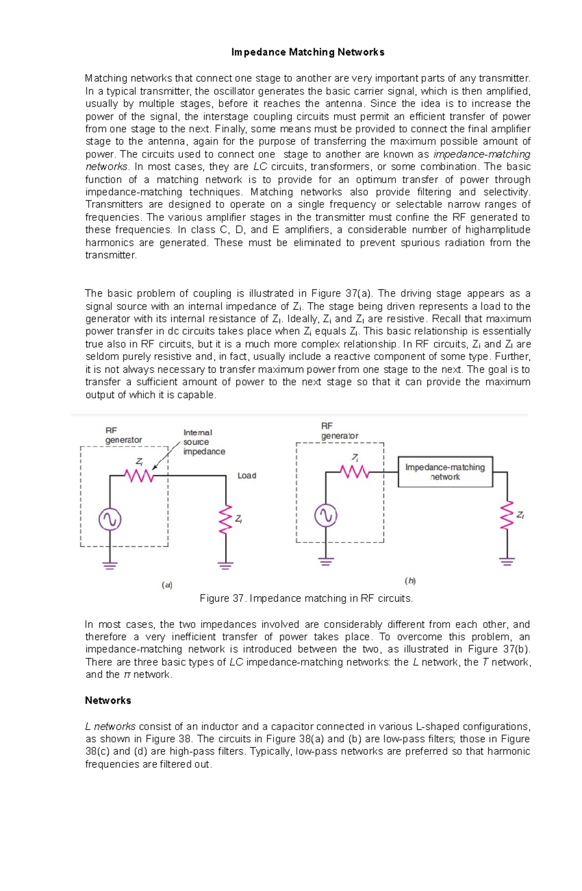 Impedance Matching Networks - Impedance Matching Networks Matching ...