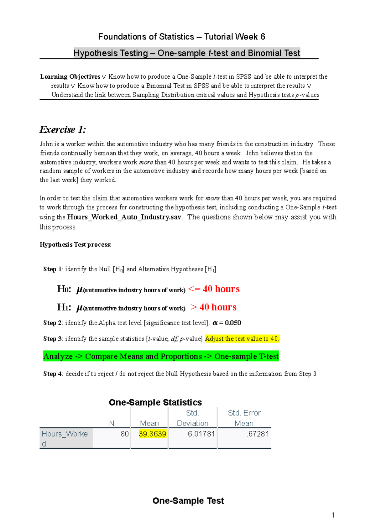 STA10003 Week 6 Tutorial Handout -2 - Foundations Of Statistics ...