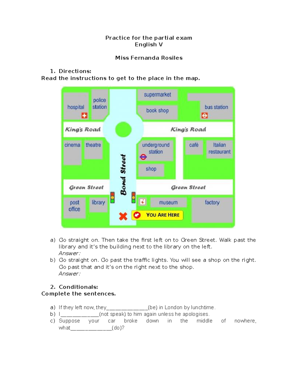 Practice for the partial exam English V - Practice for the partial exam ...