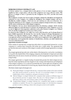 ROLE OF Government IN Merger 1 - ROLE OF GOVERNMENT IN MERGER The role ...