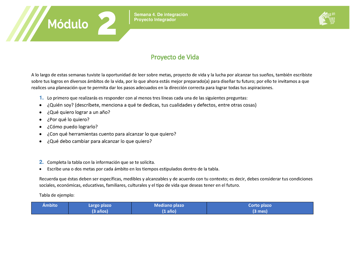 Modulo 2 Semana 4 Mi Proyecto De Vida