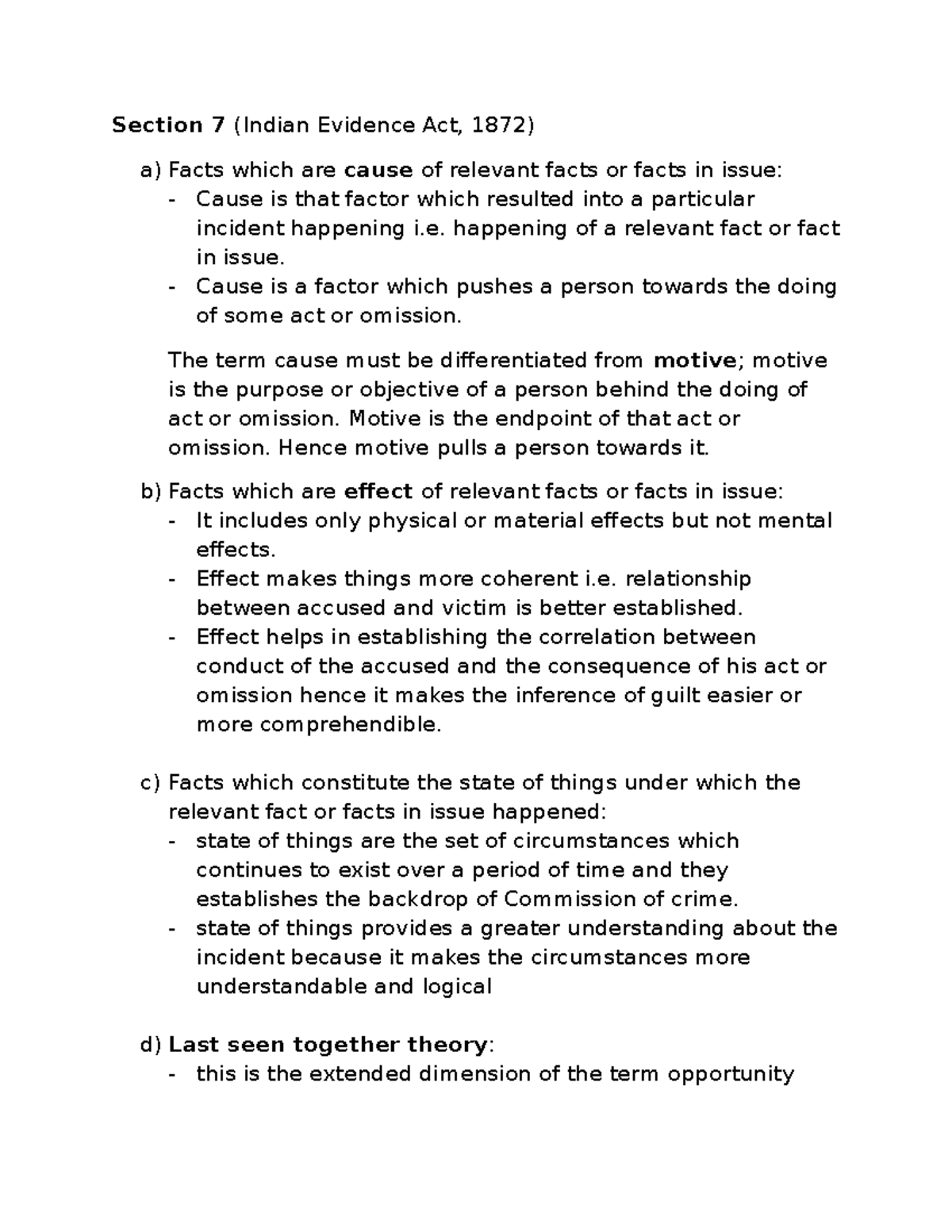 Section 7 Indian evidence Act Rahul Sir notes Section 7 (Indian Evidence Act, 1872) a) Facts