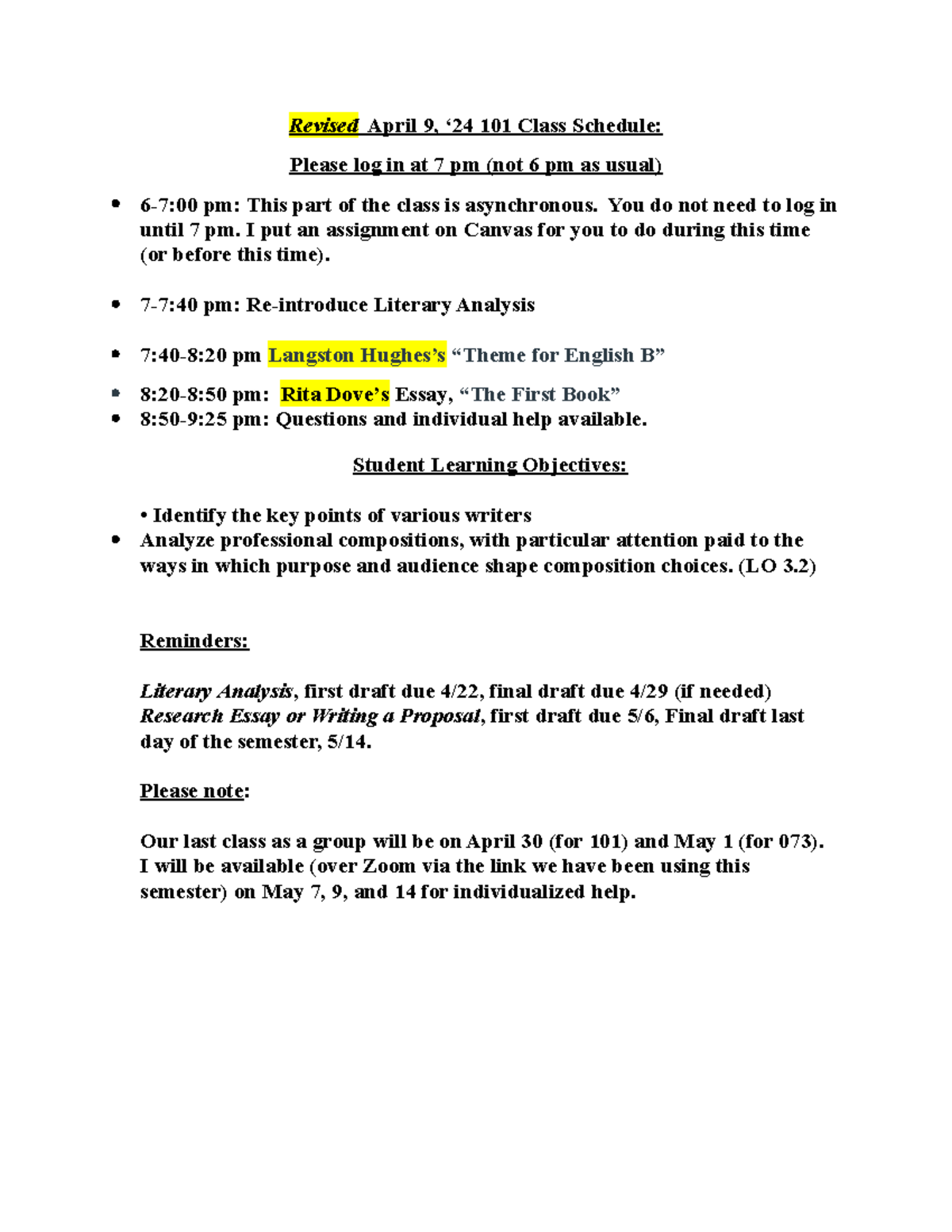 April 9 101 - Summary Calculus of Functions of One Variable I - Revised ...