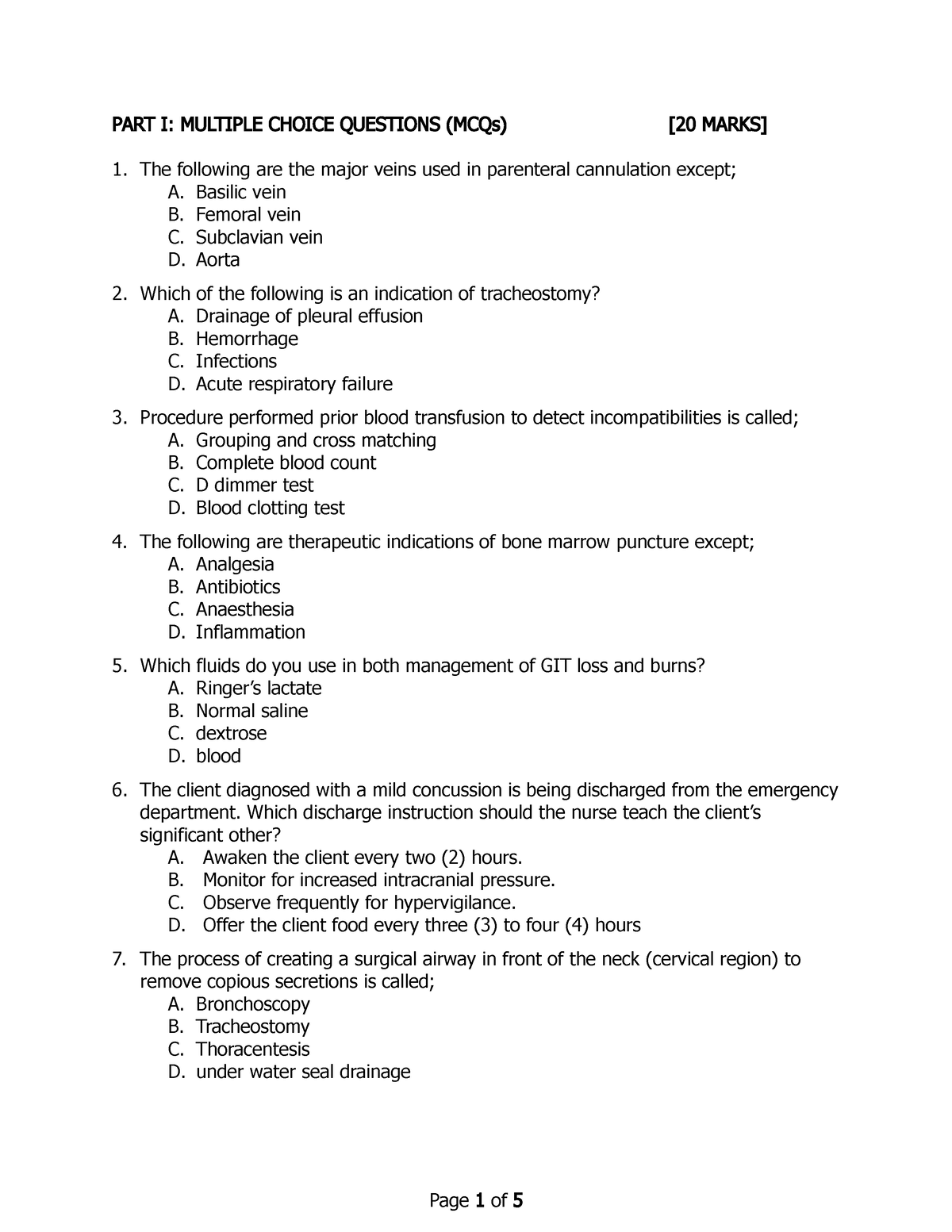 Paper 1 - Exams - PART I: MULTIPLE CHOICE QUESTIONS (MCQs) [ 20 MARKS ...