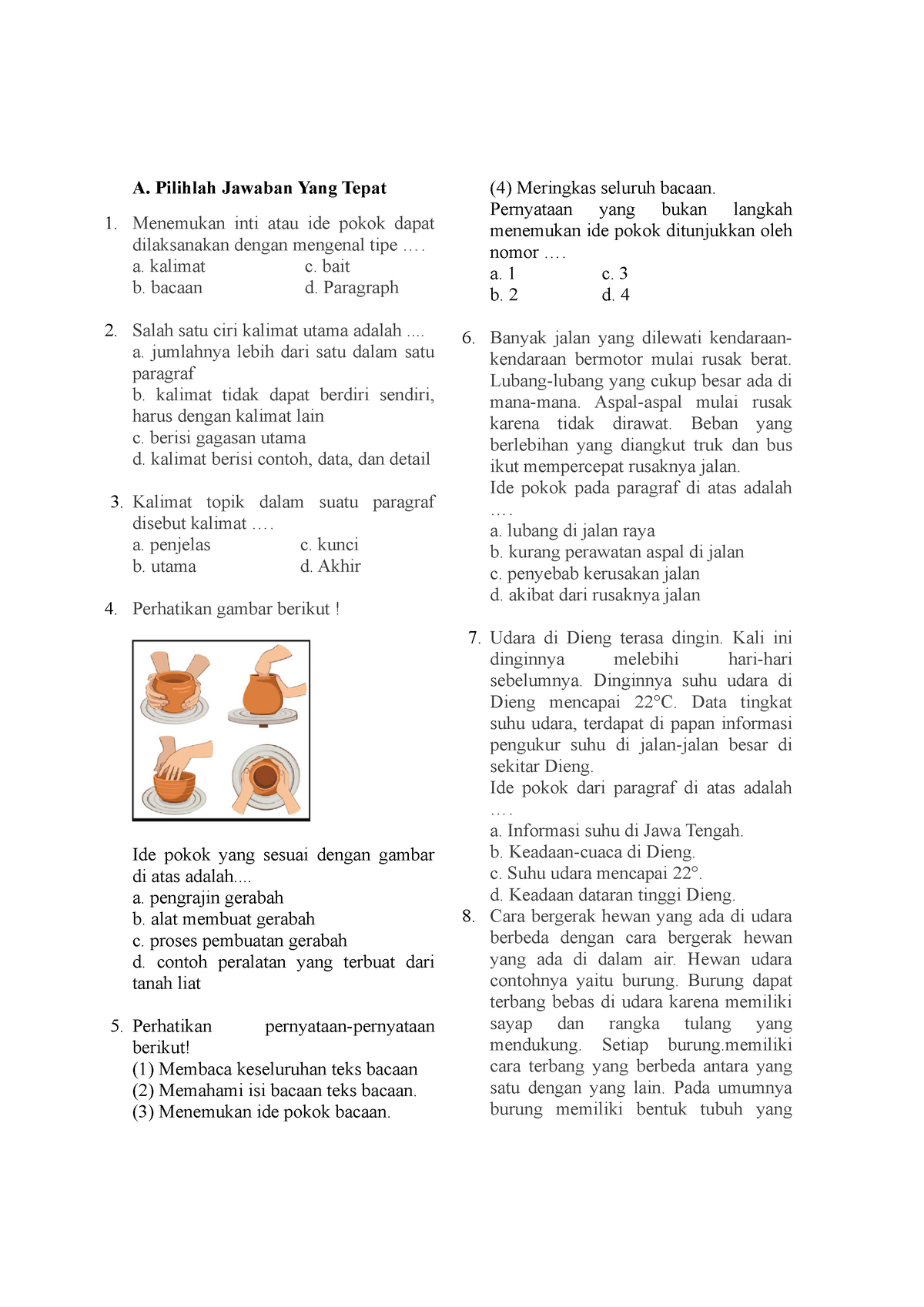 Soal Ulangan Ke 1 BIND - Happy - A. Pilihlah Jawaban Yang Tepat ...