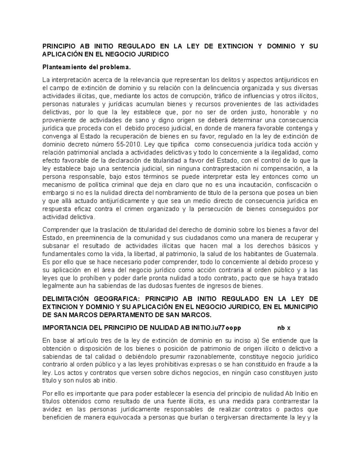 Principio AB Initio Regulado EN LA LEY DE Extincion Y Dominio Y SU ...