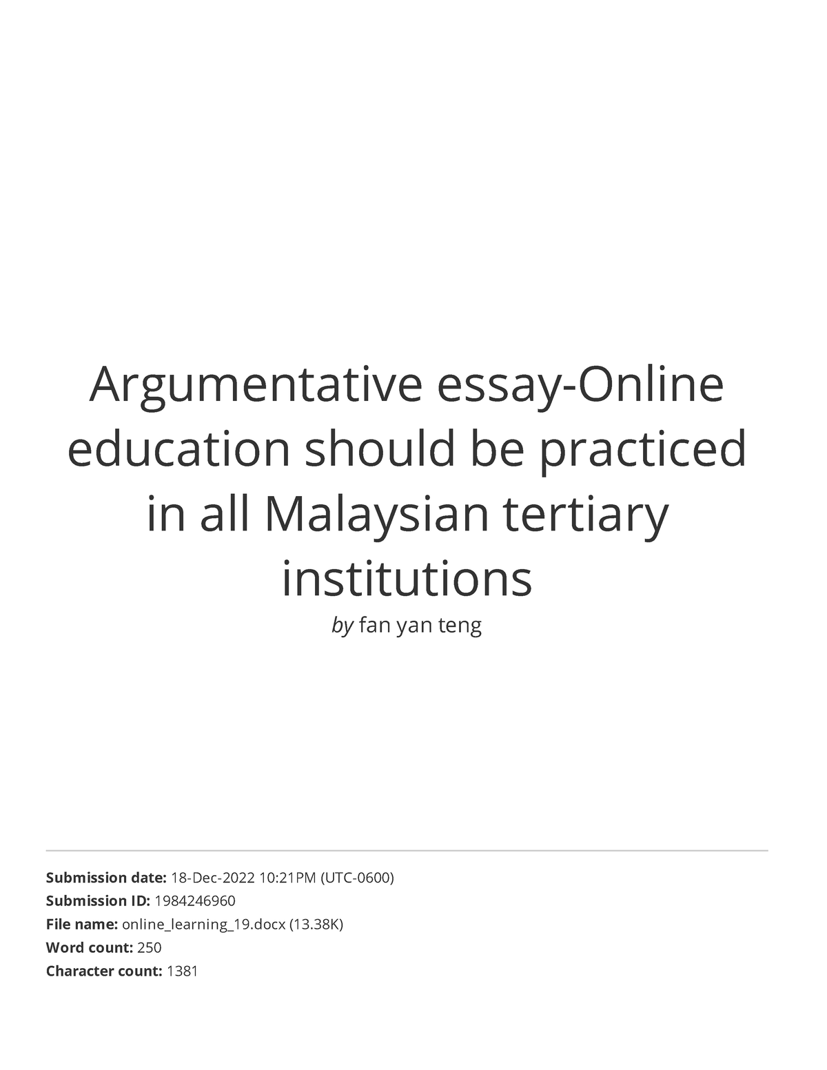 argumentative essay about online learning pdf