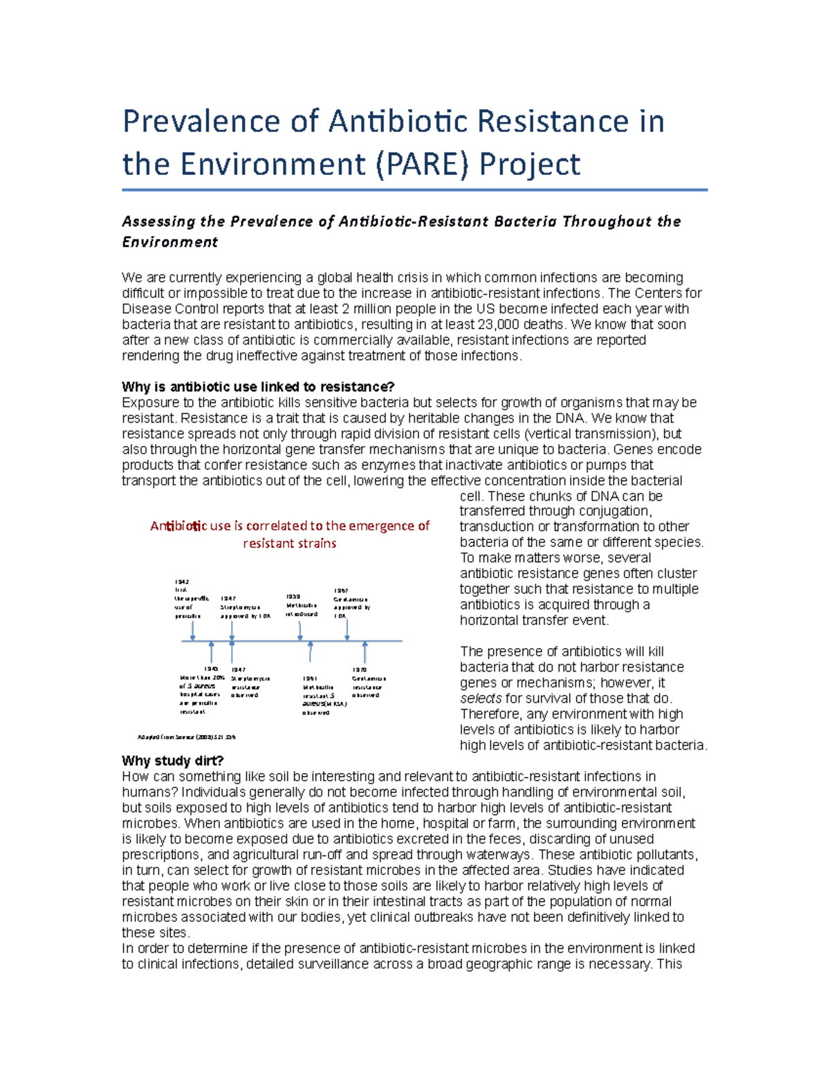 PARE lab manual Prevalence of Antibiotic Resistance in the