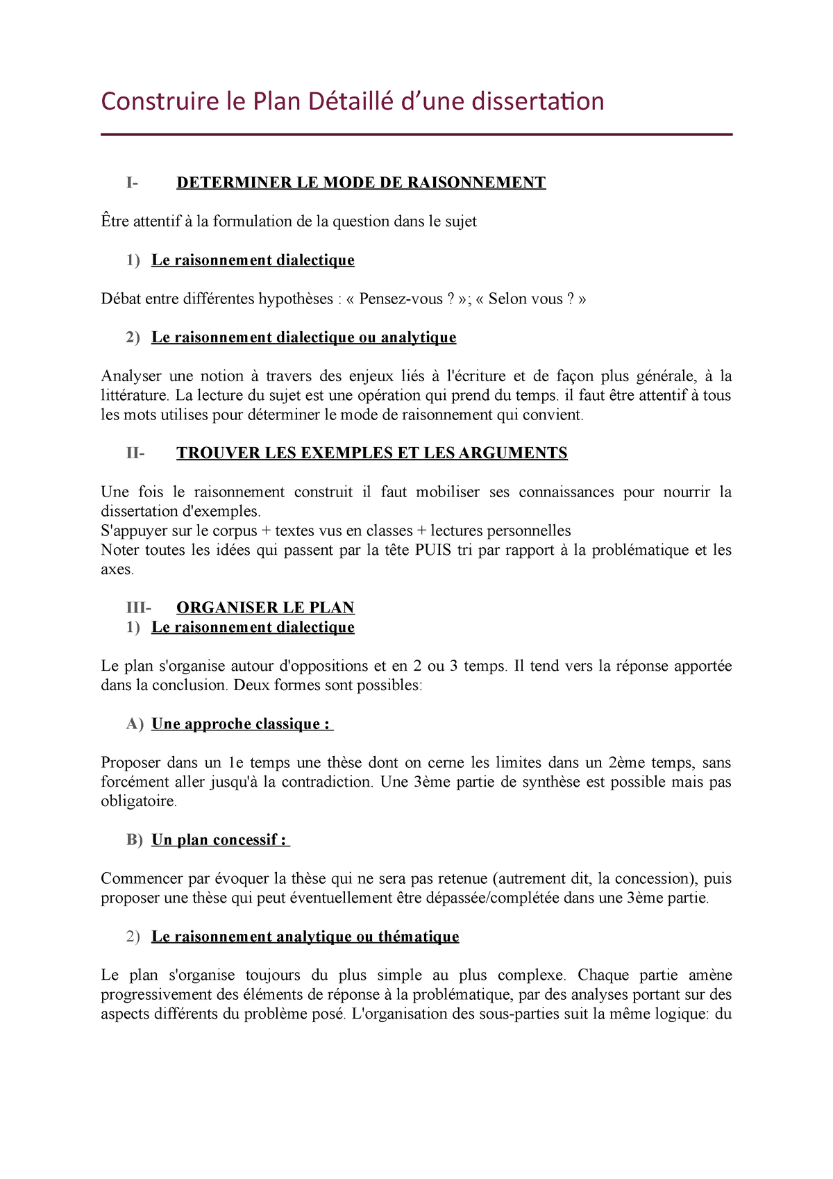 plan detaille dissertation exemple