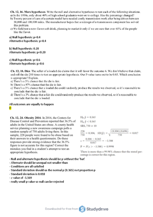 Chapter 9 stats FULL Summary - Chapter 9 – Sampling Distribution and ...