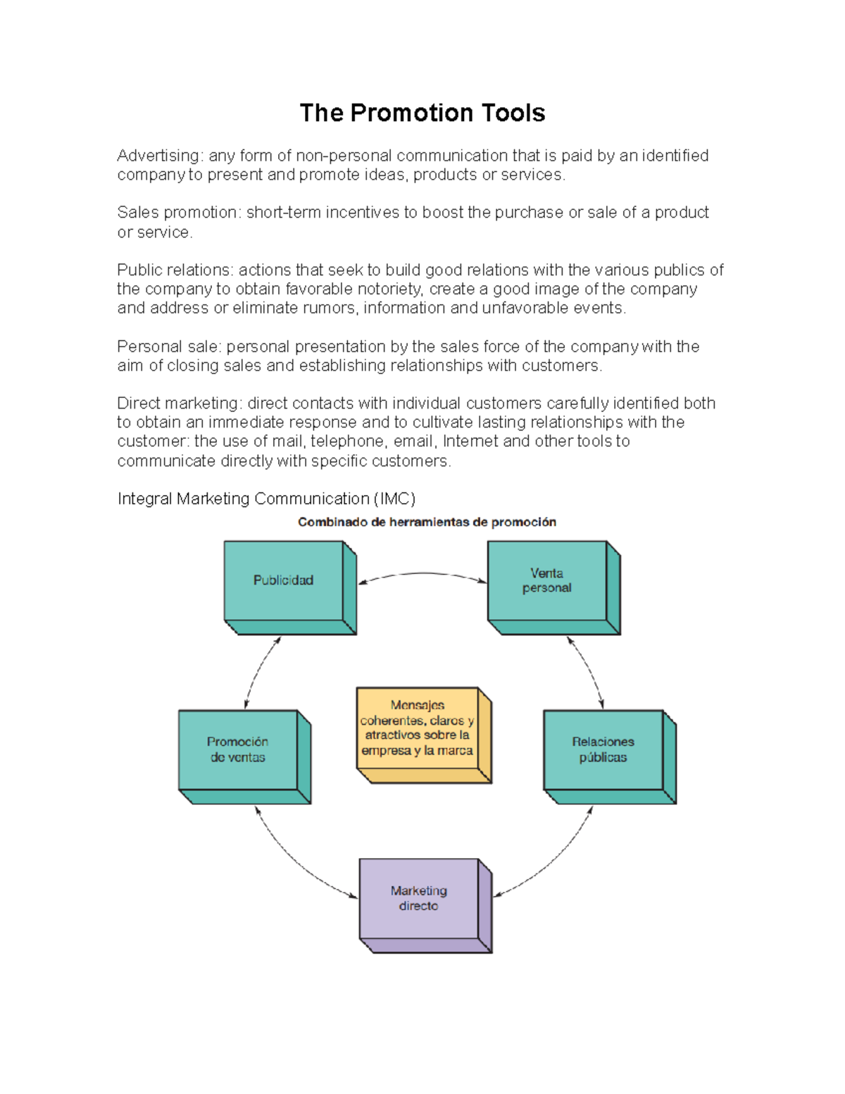 Promotion - Tarea - The Promotion Tools Advertising: any form of non ...
