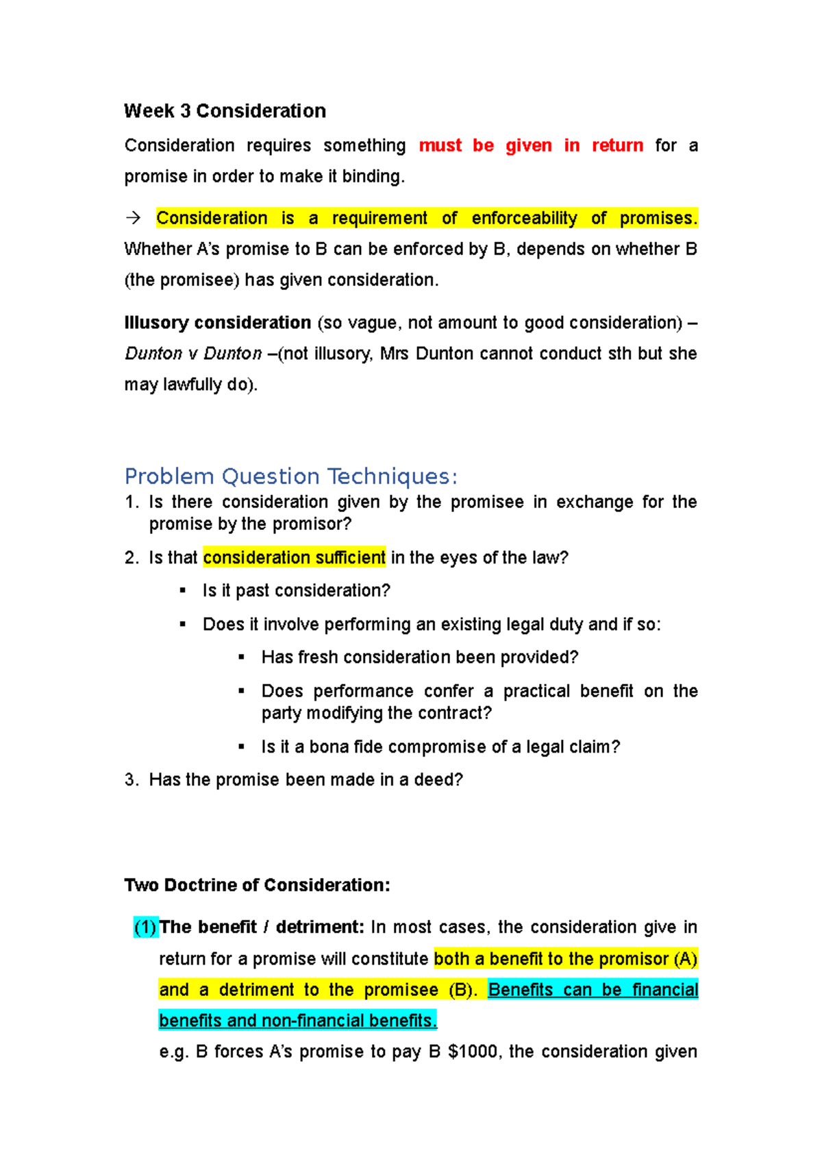 Week 3 Consideration - Detailed Notes - Week 3 Consideration ...