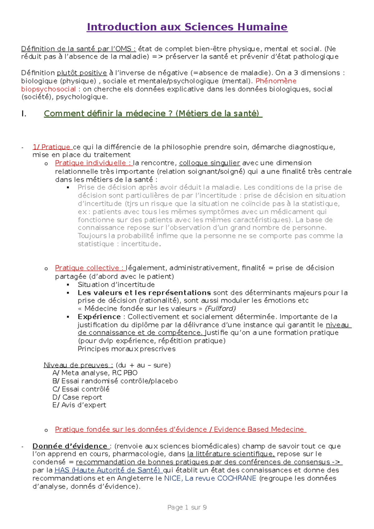 1- Introduction à la SH - Introduction aux Sciences Humaine Définition ...