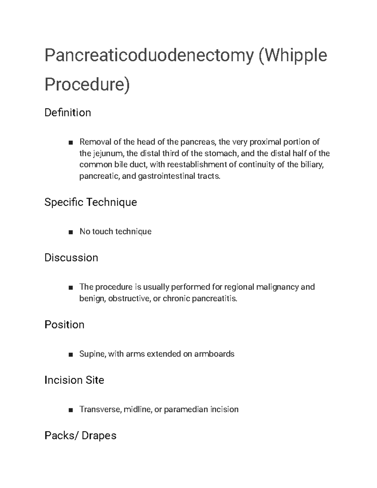 Pancreaticoduodenectomy (Whipple Procedure) Pancreaticoduodenectomy (Whipple Procedure