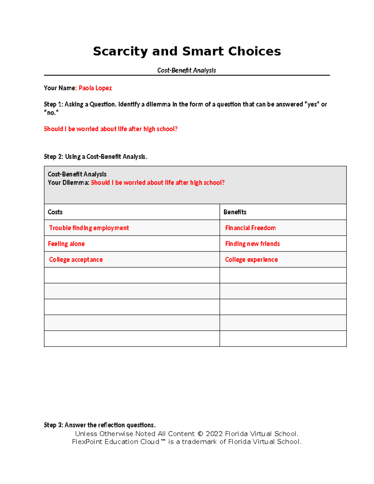 Scarcity and smart choices template - Scarcity and Smart Choices Cost ...