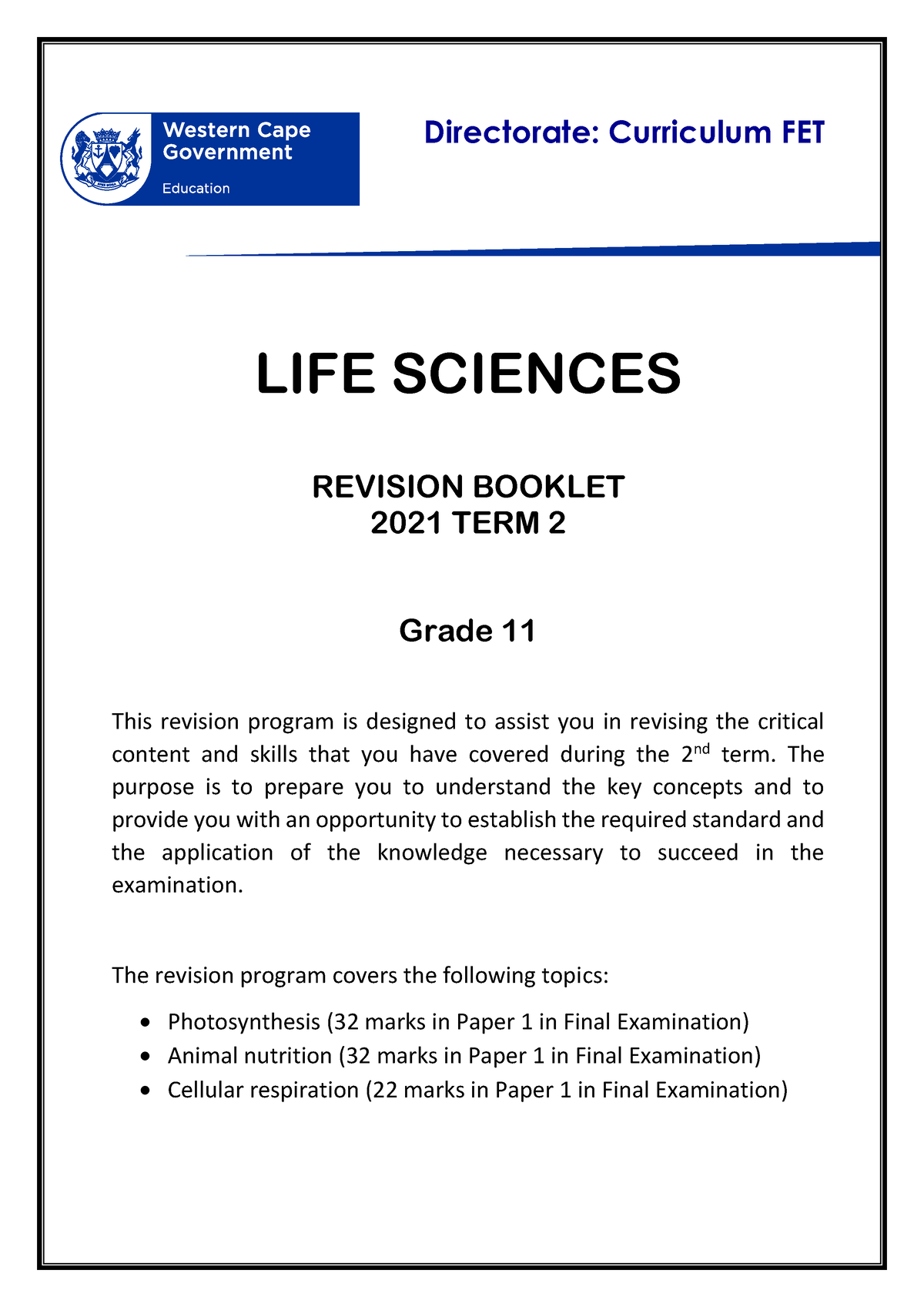 life science grade 11 assignment term 2