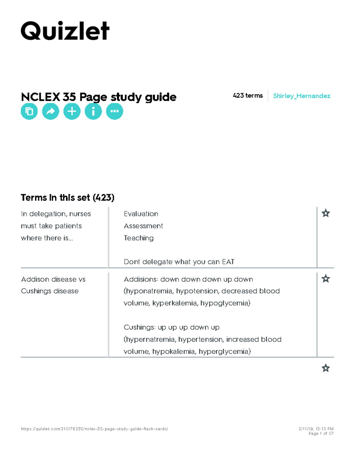 Nclex 35 Page study guide Flashcards Quizlet NCLEX 35 Page study