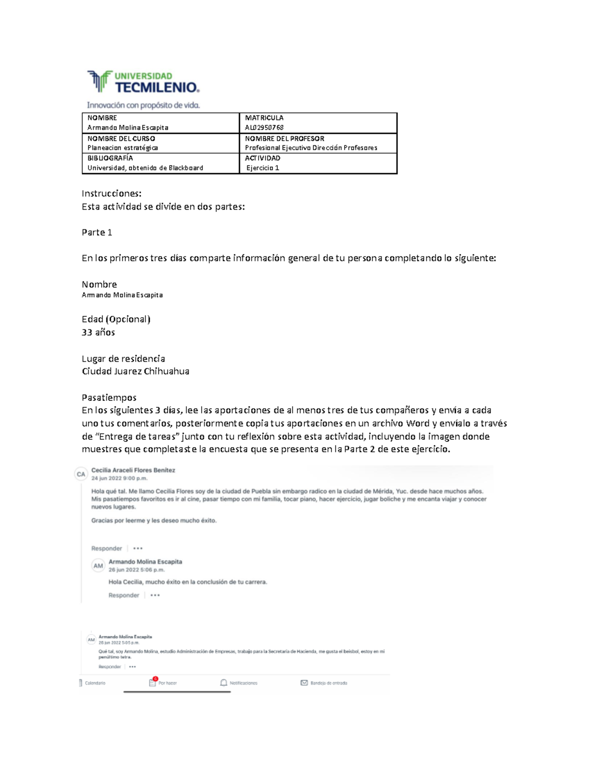 Planeacion estrategica tarea 1 - NOMBRE Armando Molina Escapita ...