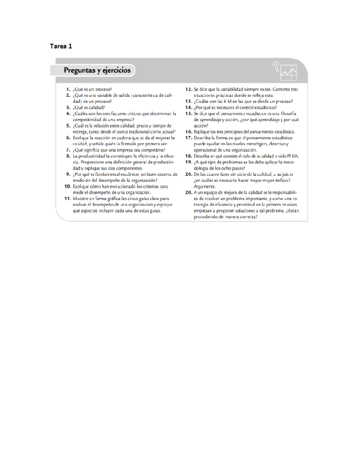 Basic introductory concepts assignment for the Quality control area ...