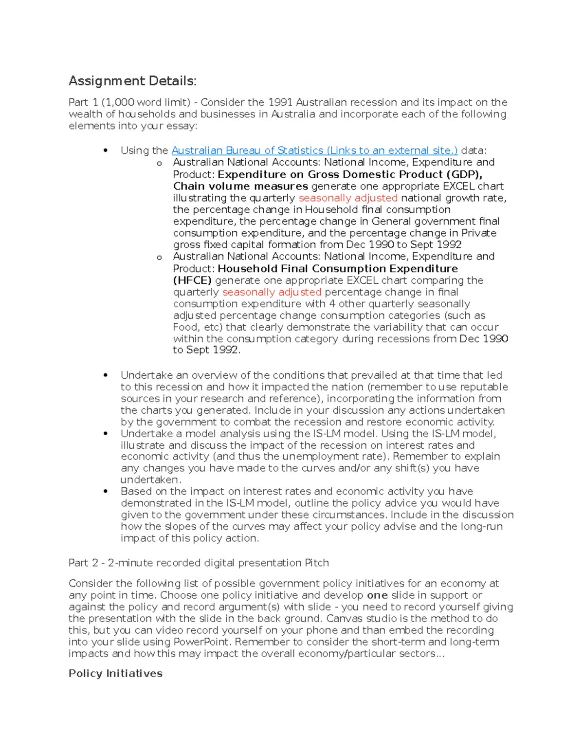 Macro economics 2 - Assignment requirements on what you have to do ...