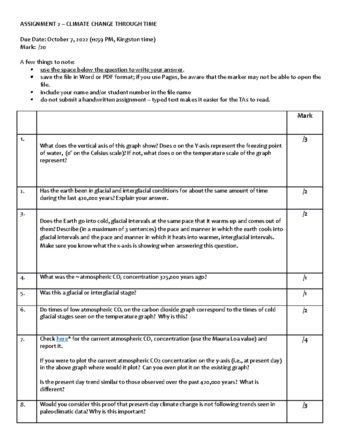 GEOL 106 - Assignment 2 Answer Sheet - FALL 2022 - ASSIGNMENT 2 ...