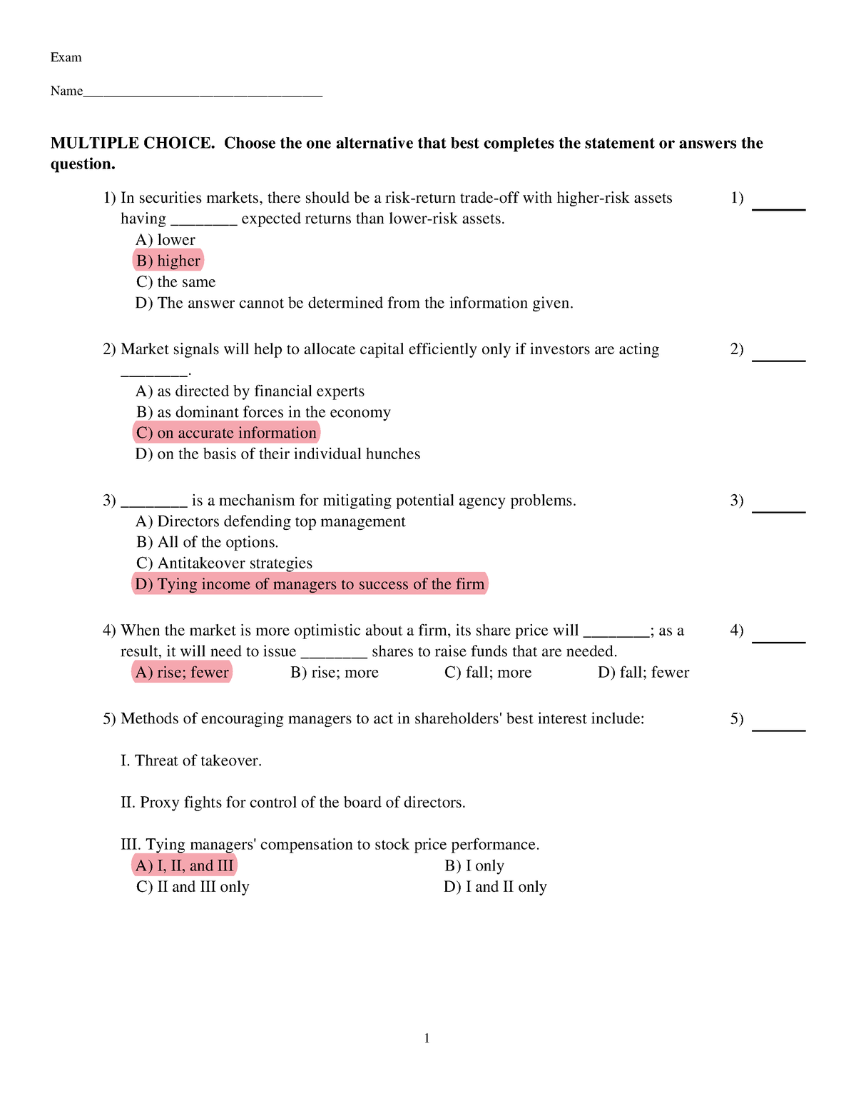 Chapter 1 quizz - Tài liệu - Exam Name ...