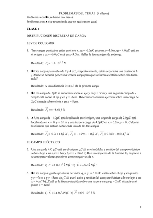 Problemas Física II. Tema 1 (Campo Eléctrico) - Problemas De F ́ısica ...