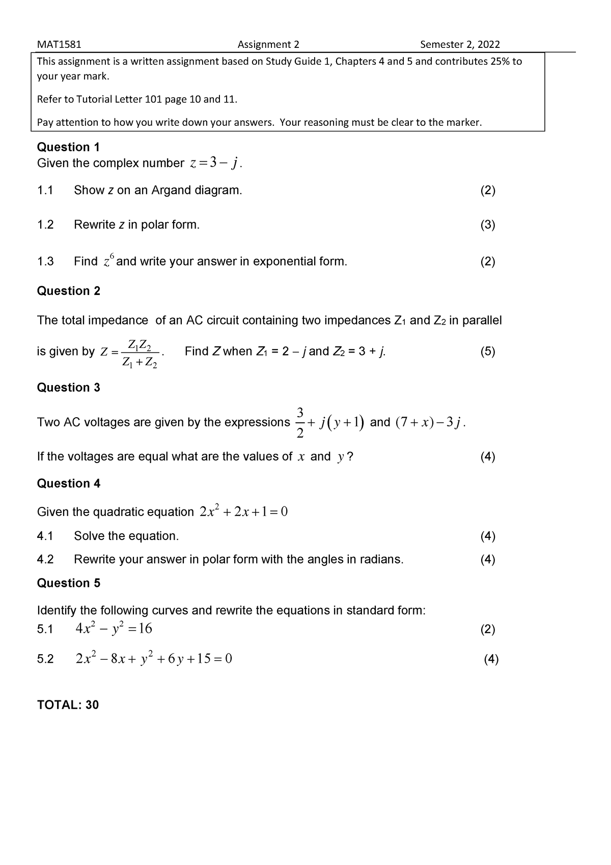 MAT1581 Assignment 2 Semester 2 - MAT1581 Assignment 2 Semester 2, 2022 ...