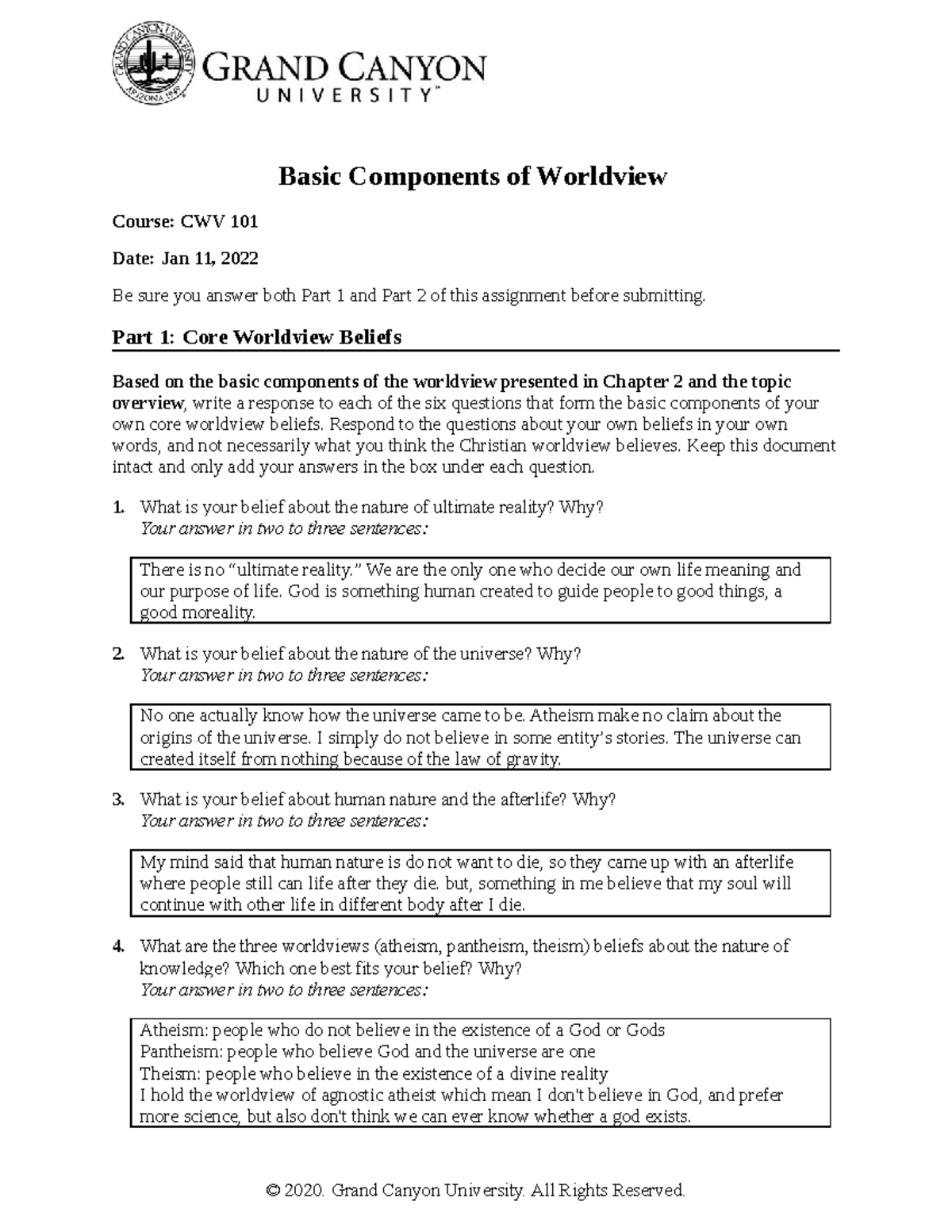 CWV 101 Basic Components Of Worldview - Basic Components Of Worldview ...