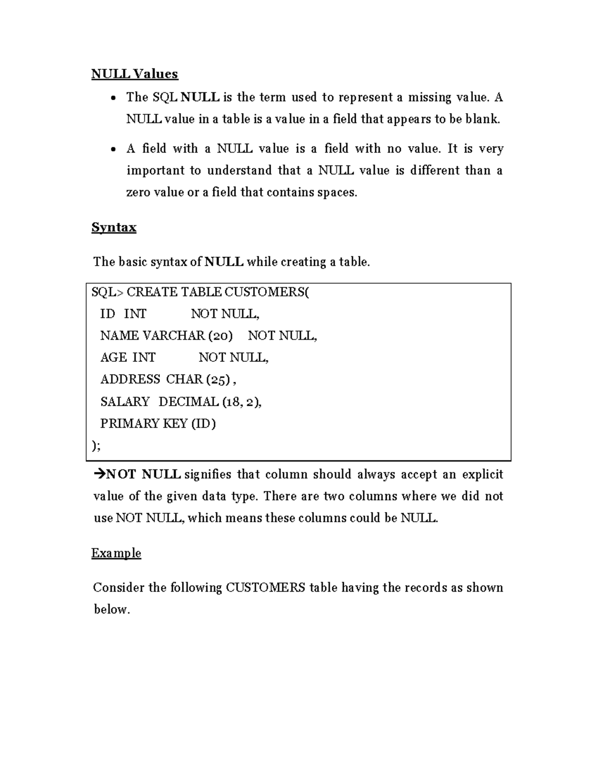 7-null-values-null-values-the-sql-null-is-the-term-used-to-represent