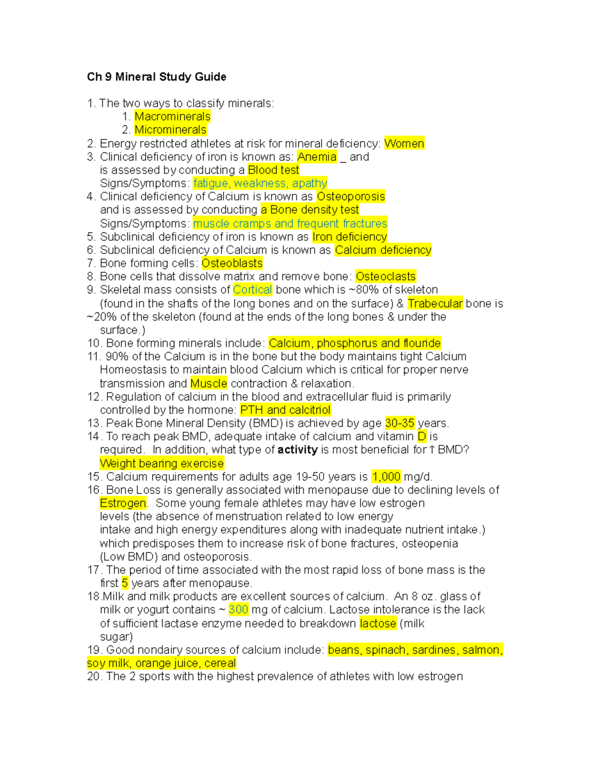 Mineral worksheet Homework assignment Ch 9 Mineral Study Guide The