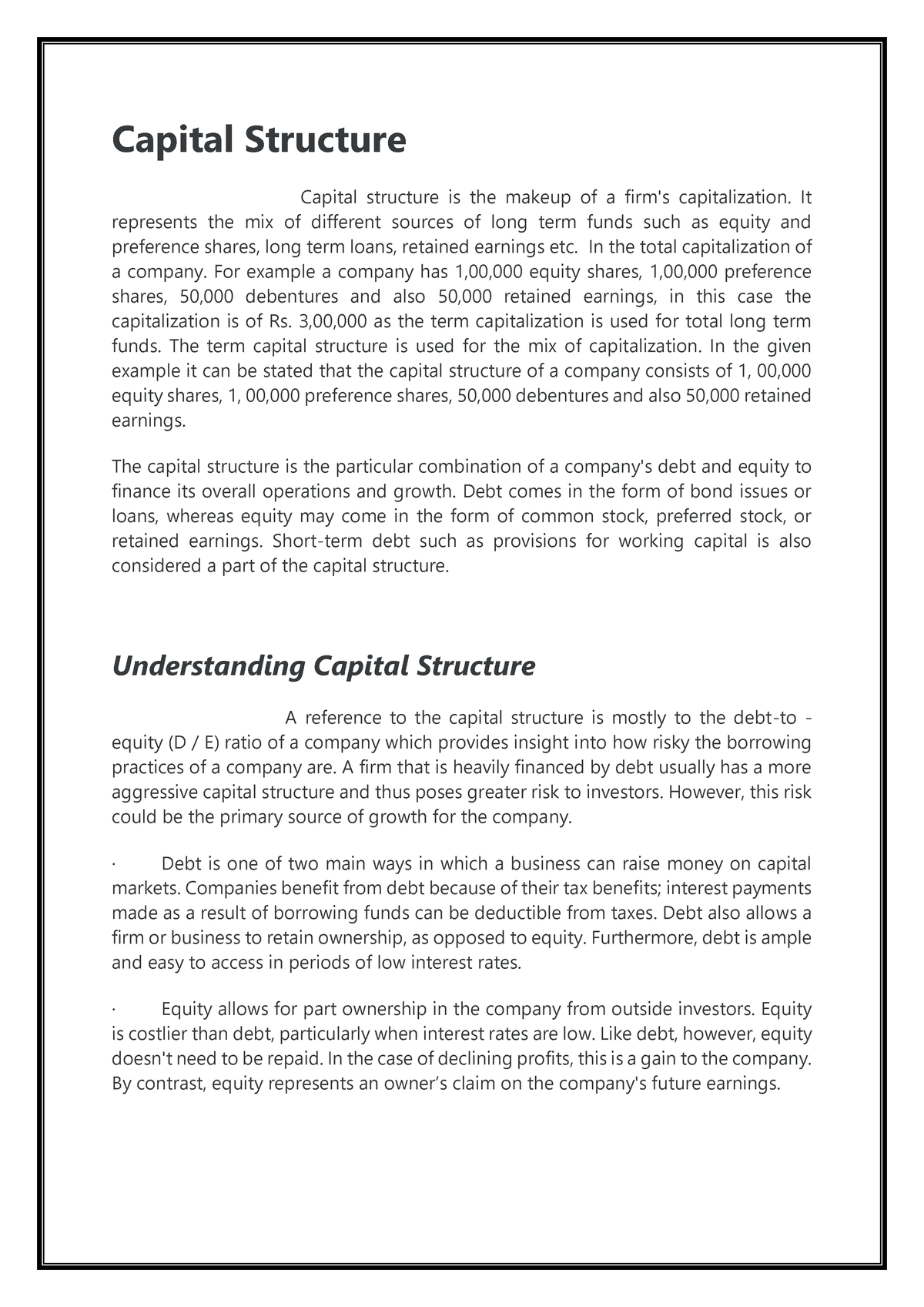 capital structure thesis pdf