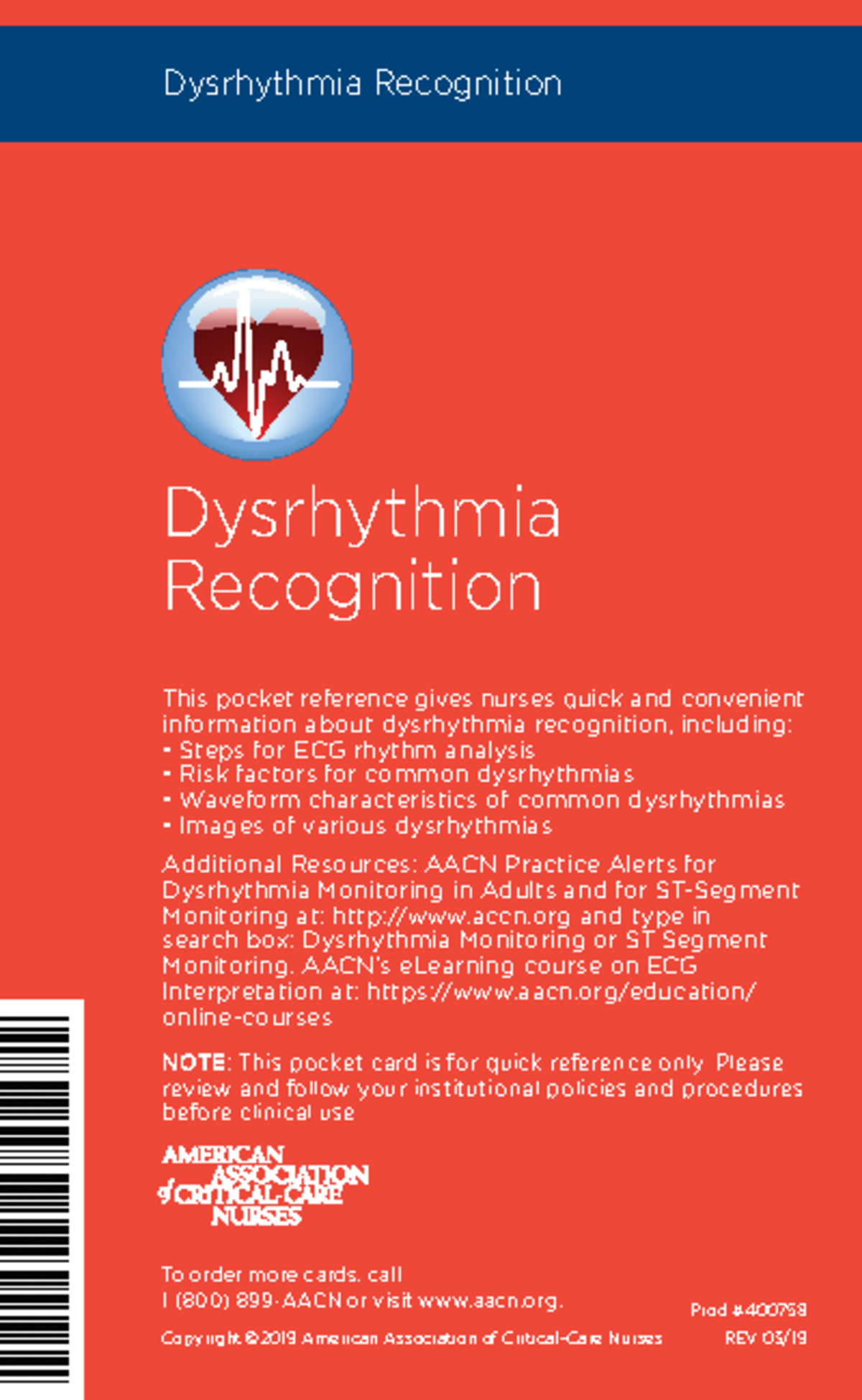 Dysrhythmia Recognition Pocket Reference Card pdf Dysrhythmia